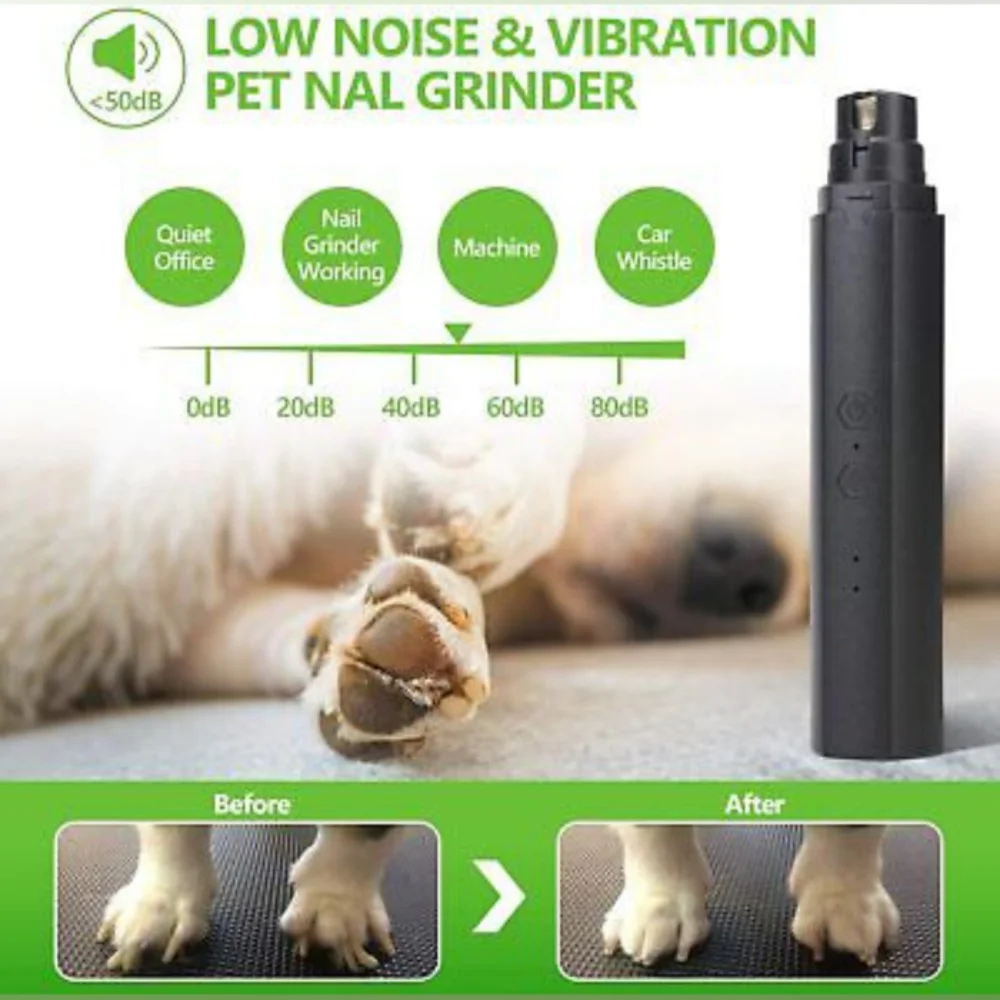 Dog Nail Grinder with LED Light,Professional 2-Speed Safe Electric Pet Nail Trim
